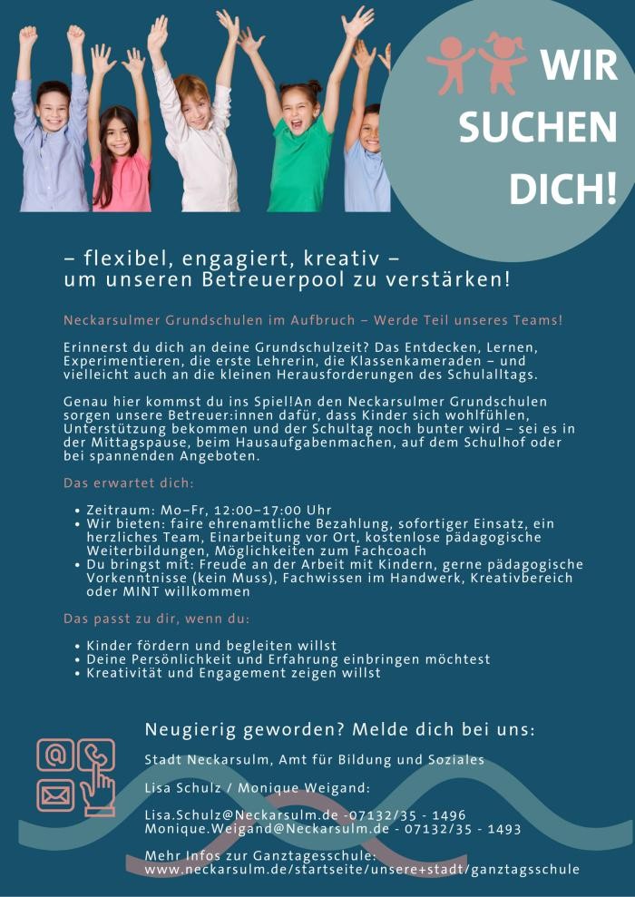 Ausschreinung Flyer Mitarbeiter gesucht Ehrenamtliche Mitarbeiter gesucht