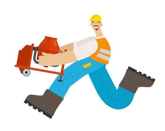 Balduin mit Leiter und Schaufel